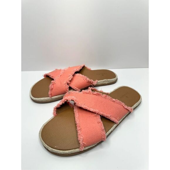 Caslon Slides Crisscross‎ Coral Size 9 Open Toe Paxton Espadrille Sandals - Picture 3 of 7
